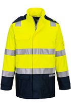 Portwest FR605 Yellow/Navy Bizflame Rain+ Hi-Vis Light Arc Jacket