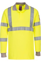 Portwest FR77 Yellow Flame Resistant Anti-Static Hi-Vis Long Sleeve Polo Shirt