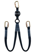 Safehold 1.8mtr Twin-Leg Elasticated Shock Absorbing Lanyard with Double Lock Karabiners