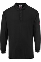 Portwest FR10 Black Flame Resistant Anti-Static Long Sleeve Polo Shirt