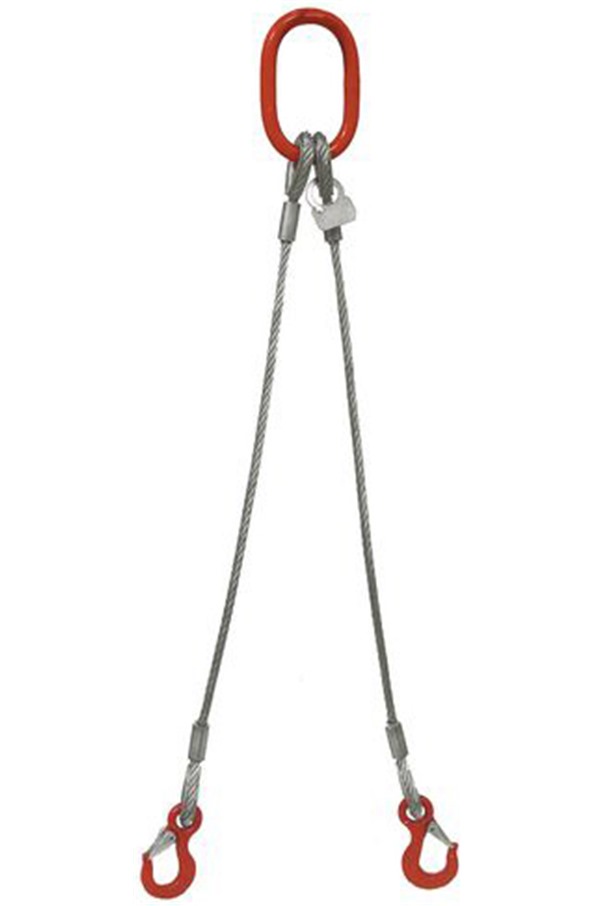16mm 2-Leg 4600kg Wire Rope Sling c/w Latch Hooks