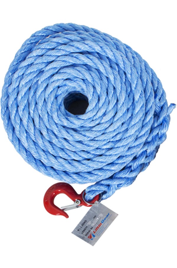 18mm Gin Wheel Rope with Hook 20mtr, 30mtr & 50mtr (GWR) - SafetyLiftinGear